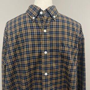 L.L. Bean Men's Casual Blue and Brown Plaid Shirt